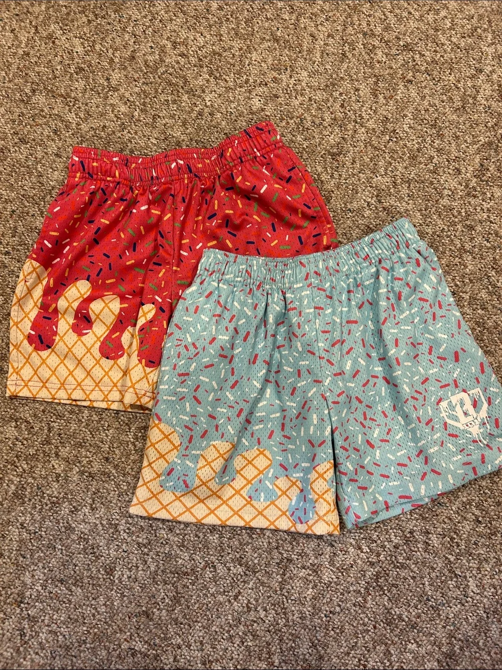 BL101 Youth Ice Cream Print Shorts in Pink & Light Blue